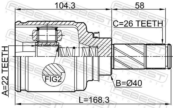 Joint homocinétique, transmission FEBEST ref. 2411-KANGIILH