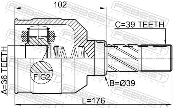 Joint homocinétique, transmission FEBEST ref. 2411-MEGIIILH