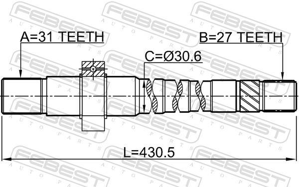 Cardan FEBEST ref. 2412-DUSTAWD