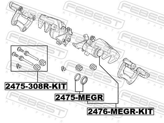 Piston, étrier de frein FEBEST 2476-MEGR-KIT