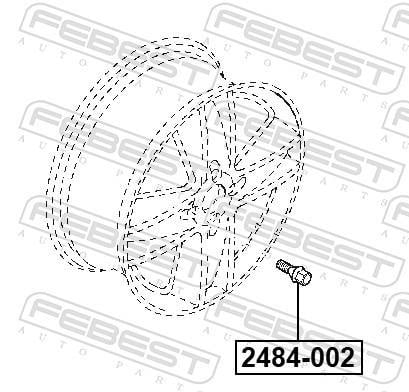 Tornillo de rueda FEBEST ref. 2485B-002