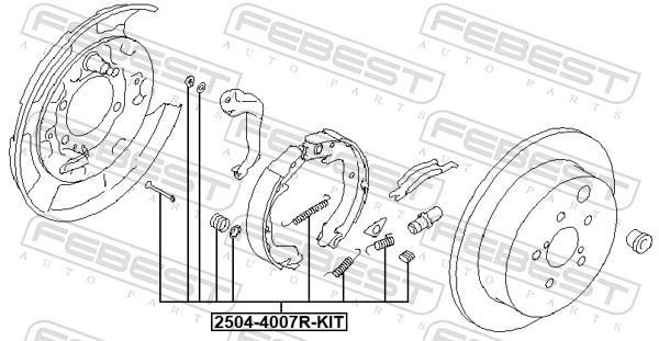Kit d'accessoires pour mâchoire de frein à tambour FEBEST ref. 2504-4007R-KIT
