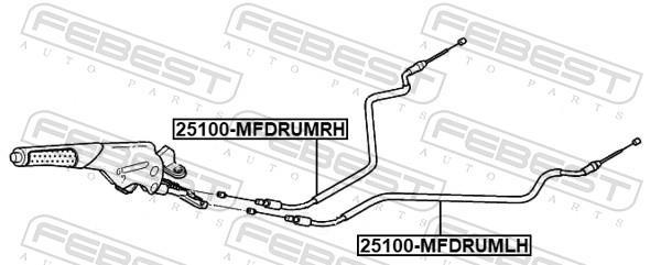 Cabo de freio de estacionamento FEBEST ref. 25100-MFDRUMLH