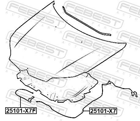 Cable del capó del motor FEBEST ref. 25101-X7F