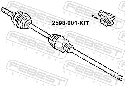 Boulon d'essieu, arbre de commande FEBEST ref. 2598-001-KIT