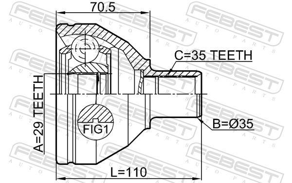 Joint homocinétique, transmission FEBEST ref. 2711-XC90LH
