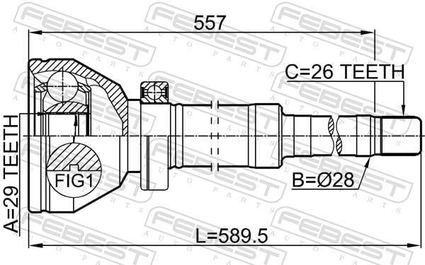 Joint homocinétique, transmission FEBEST ref. 2711-XC90WDRH