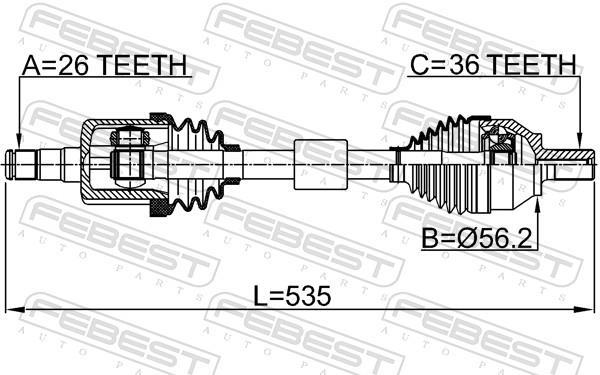 Cardan FEBEST 2714-S40LH