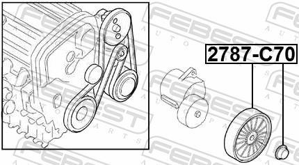 Rolo tensor da correia trapezoidal estriada FEBEST ref. 2787-C70