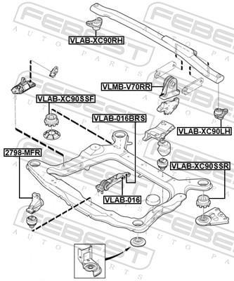 Support de palier, suspension du moteur FEBEST ref. 2798-MFR