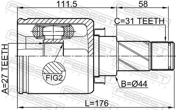 Joint homocinétique, transmission FEBEST ref. 2911-FLIIMTLH