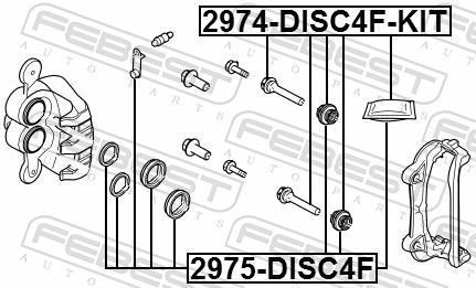 Kit de réparation d'étrier de frein FEBEST ref. 2975-DISC4F