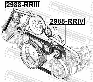 Galet enrouleur de courroie d'accessoire FEBEST 2988-RRIV