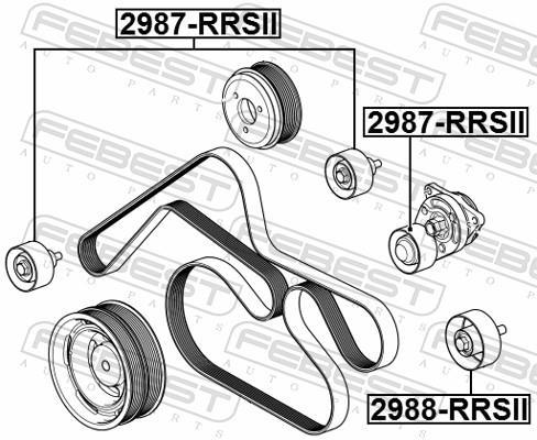 Polea inversión/guía, correa auxiliar servicios FEBEST ref. 2988-RRSII