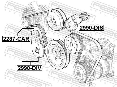 Tensor de correia trapezoidal estriada FEBEST ref. 2990-DIS