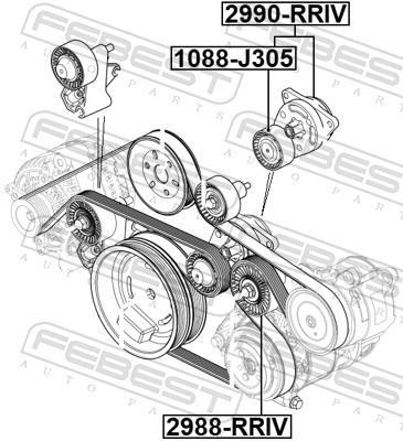 Tensor de correia trapezoidal estriada FEBEST ref. 2990-RRIV