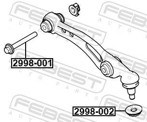 Boulon de fixation, bras transversal FEBEST ref. 2998-001