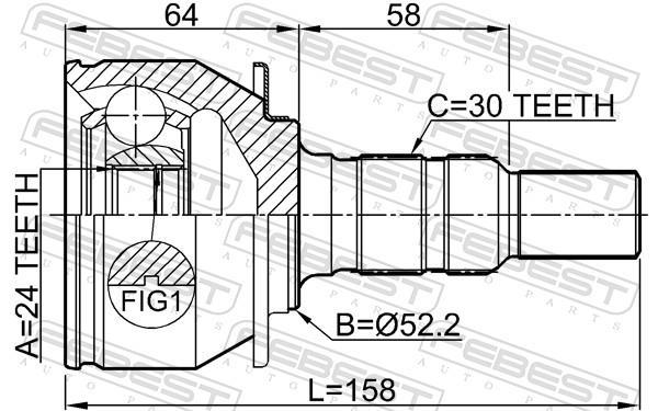 Joint homocinétique, transmission FEBEST ref. 3210-SRXLF1
