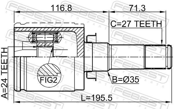 Joint homocinétique, transmission FEBEST ref. 3211-SRXLF1
