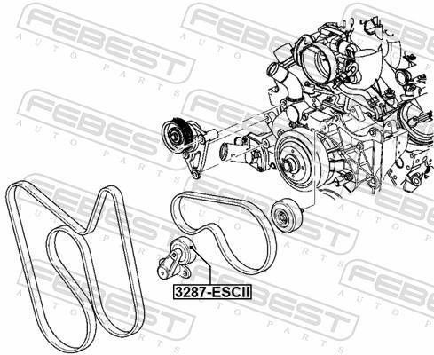 Galet tendeur de courroie d'accessoire FEBEST 3287-ESCII