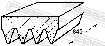 Courroie trapézoïdale à nervures FEBEST ref. 88126-4L845
