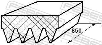 Correia trapezoidal estriada FEBEST ref. 88126-4L850
