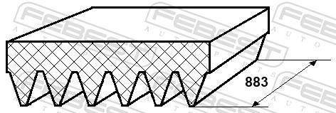 Correia trapezoidal estriada FEBEST ref. 88128-6L883