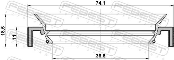 Bague d'étanchéité, arbre de transmission FEBEST 95HAY-38741118C