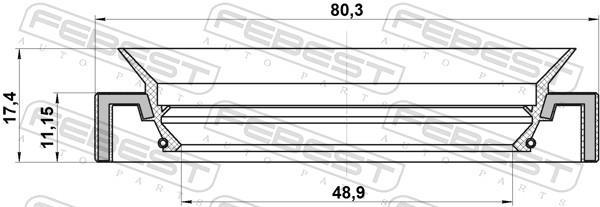 Bague d'étanchéité, arbre de transmission FEBEST 95HAY-50801117L