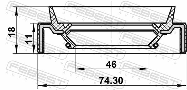 Bague d'étanchéité, arbre de transmission FEBEST 95JAS-48741118R