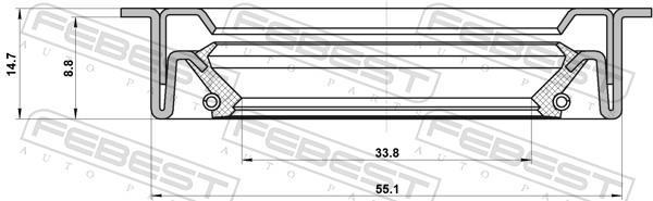 Bague d'étanchéité, arbre de transmission FEBEST 95LDW-35550915U