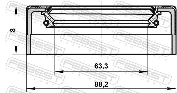 Bague d'étanchéité, arbre de transmission FEBEST 95NES-65880808C