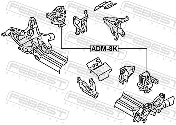 Support moteur (Silent bloc moteur) FEBEST ref. ADM-8K
