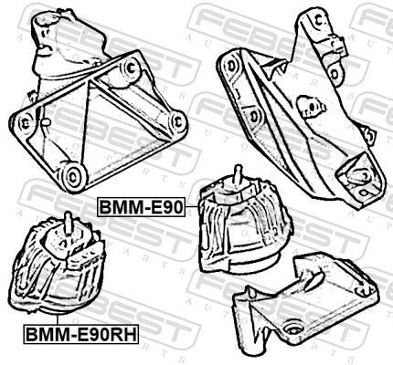 Support moteur (Silent bloc moteur) FEBEST ref. BMM-E90RH