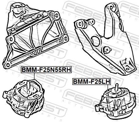 Support moteur (Silent bloc moteur) FEBEST ref. BMM-F25LH