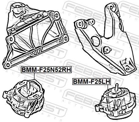 Support moteur (Silent bloc moteur) FEBEST ref. BMM-F25N52RH
