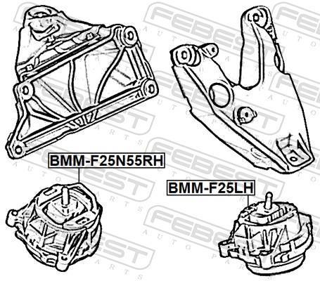 Support moteur (Silent bloc moteur) FEBEST ref. BMM-F25N55RH
