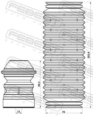 Fole do amortecedor de suspensão FEBEST ref. BMSHB-E53R-KIT