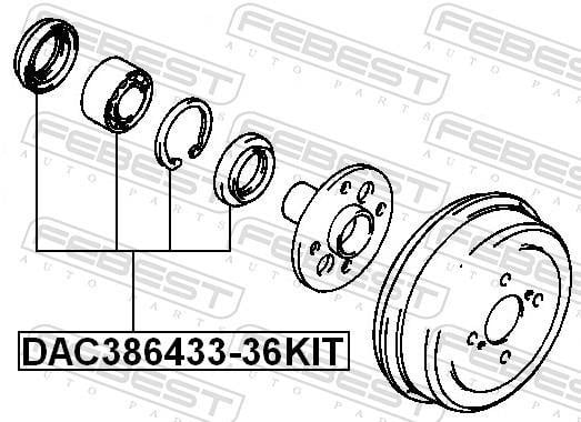 Rolamento de roda FEBEST ref. DAC386433-36KIT