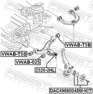 Rolamento de roda FEBEST ref. DAC49880048M-KIT
