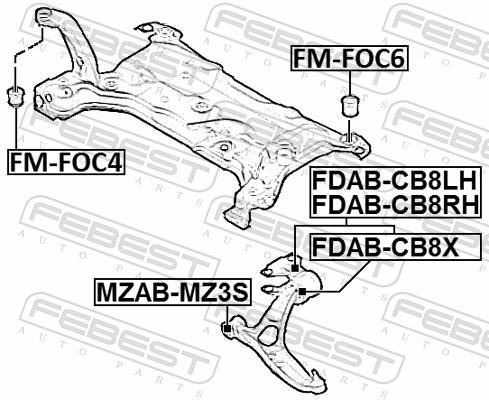 Silent bloc de suspension FEBEST ref. FDAB-CB8LH