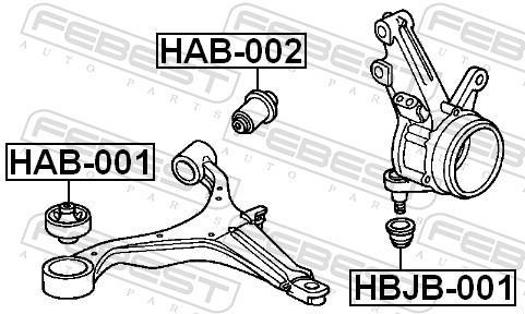 Silent bloc de suspension FEBEST HAB-002