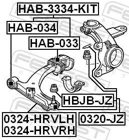 Silent bloc de suspension FEBEST HAB-033