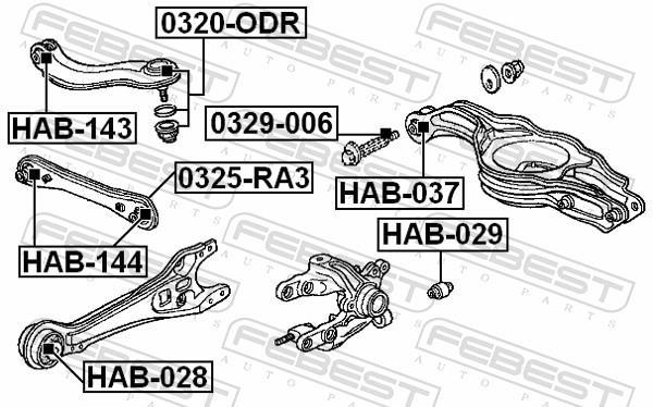Silent bloc de suspension FEBEST HAB-037