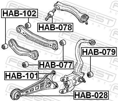 Silent bloc de suspension FEBEST HAB-101