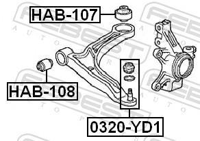 Silent bloc de suspension FEBEST ref. HAB-107