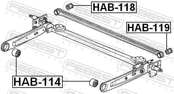 Suspension, corps de l'essieu FEBEST ref. HAB-114