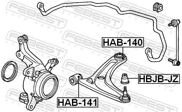 Silent bloc de suspension FEBEST HAB-141