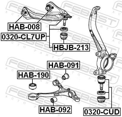 Silent bloc de suspension FEBEST ref. HAB-190