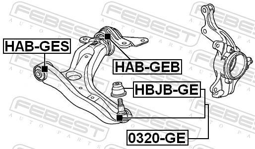 Silent bloc de suspension FEBEST HAB-GEB